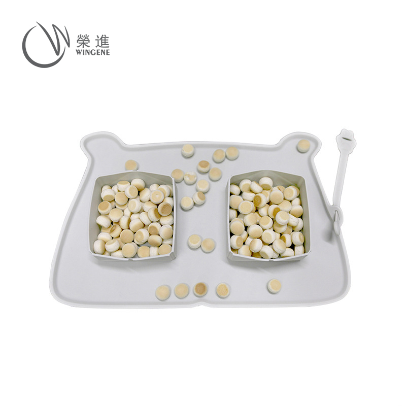 可折叠宠物食物硅胶盒|硅胶宠物喂食盒-荣进硅胶可折叠宠物食物盒批发定制厂(图9) 创意宠物双食碗|猫狗粮硅胶折叠碗